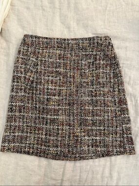 LOFT Multicolor Tweed Mini Skirt - Brown, Black, Cream & Gold Accents
